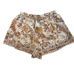 Spell and The Gypsy Hendrix Beach Shorts Brown Cream Boho Floral Large Summer